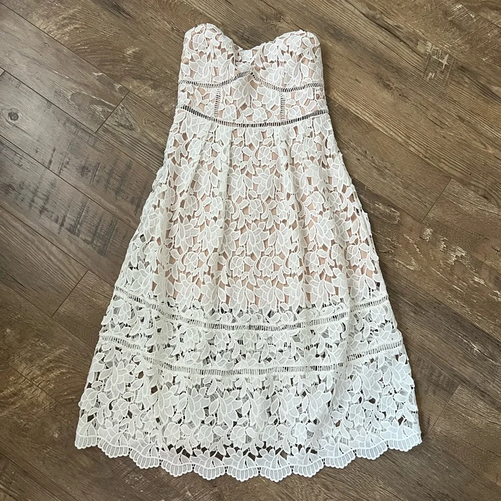 Just Me White Lace Midi Dress - Picture 1 of 6